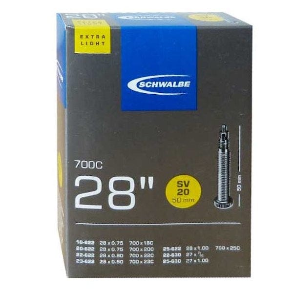 Cycle Tribe Product Sizes 50mm 18-25c Schwalbe SV20 Extra Light Tubes