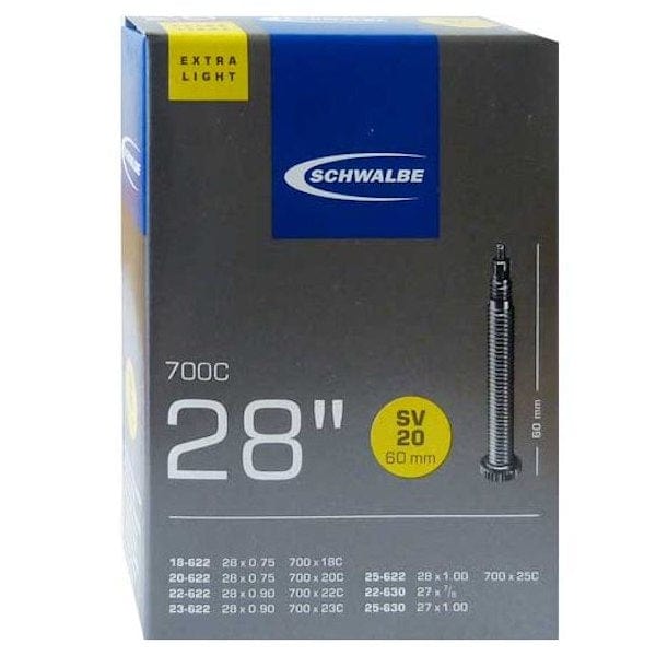 Cycle Tribe Product Sizes 60mm 18-25c Schwalbe SV20 Extra Light Tubes
