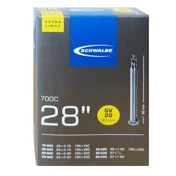 Cycle Tribe Product Sizes 80mm 18-25c Schwalbe SV20 Extra Light Tubes